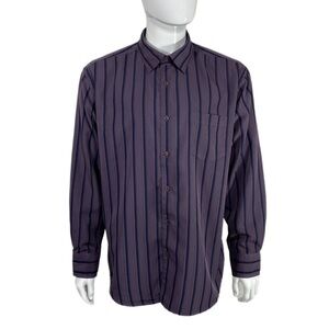 Cafe Luna Men’s Dark Purple Striped Dress Shirt